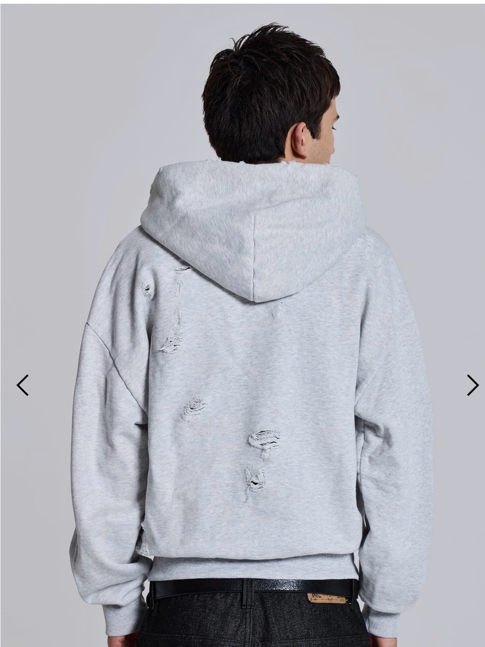Jaded London Distressed Light Gray Bitten Pullover Hoodie Sweatshirt - Picture 5 of 5
